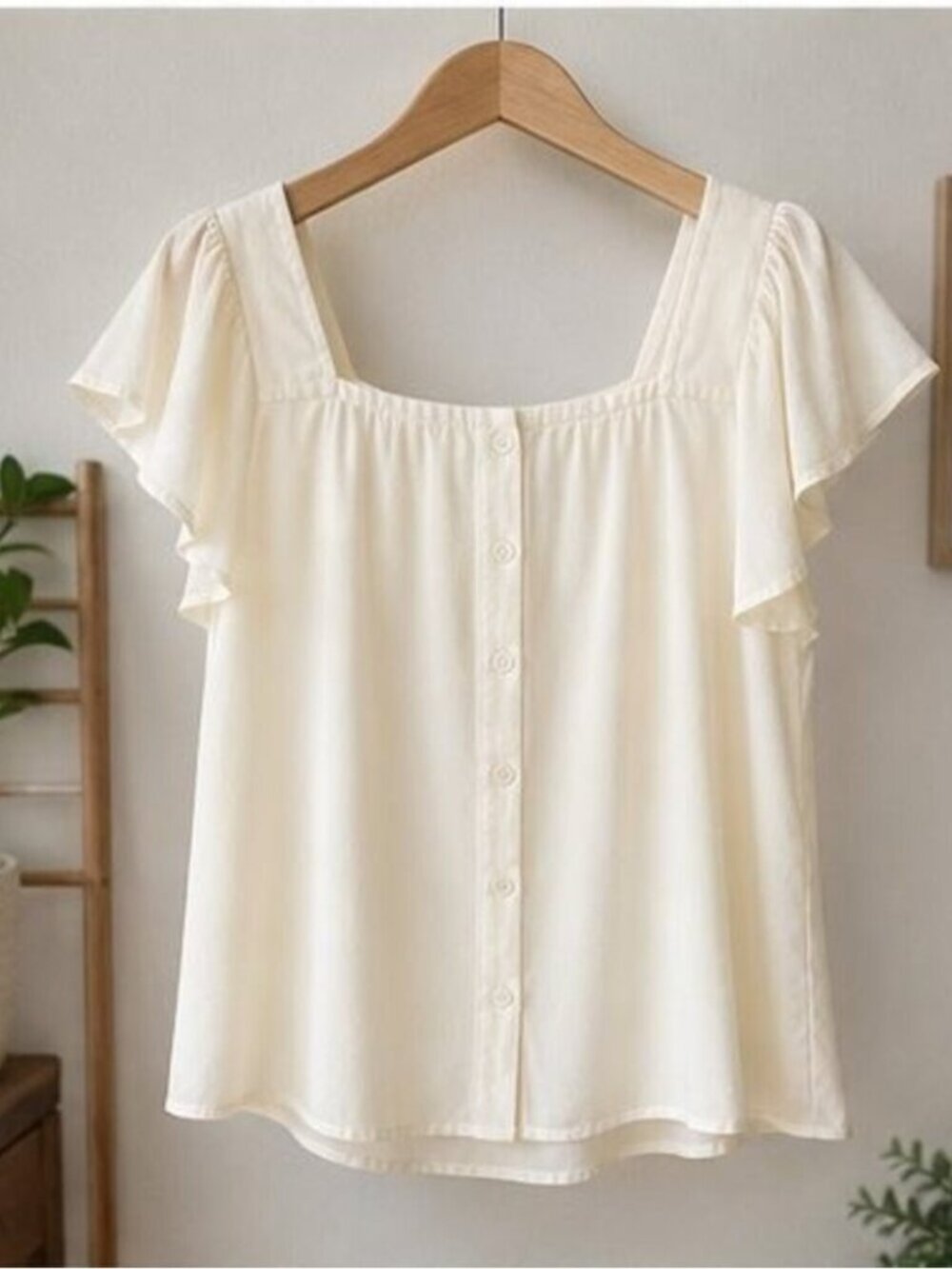 Cream Tie Neck Blouse